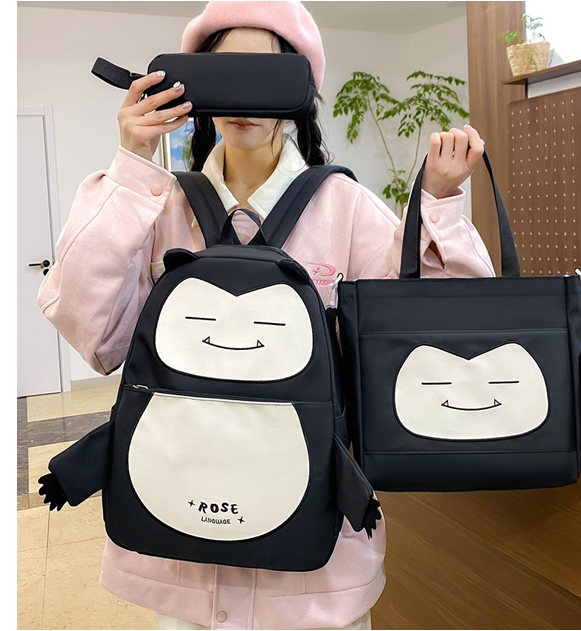 Ensemble de Sacs Snorlax – 3Pcs Design Kawaii Noir