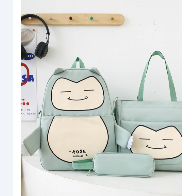 Ensemble de Sacs Snorlax – 3Pcs Design Kawaii Vert